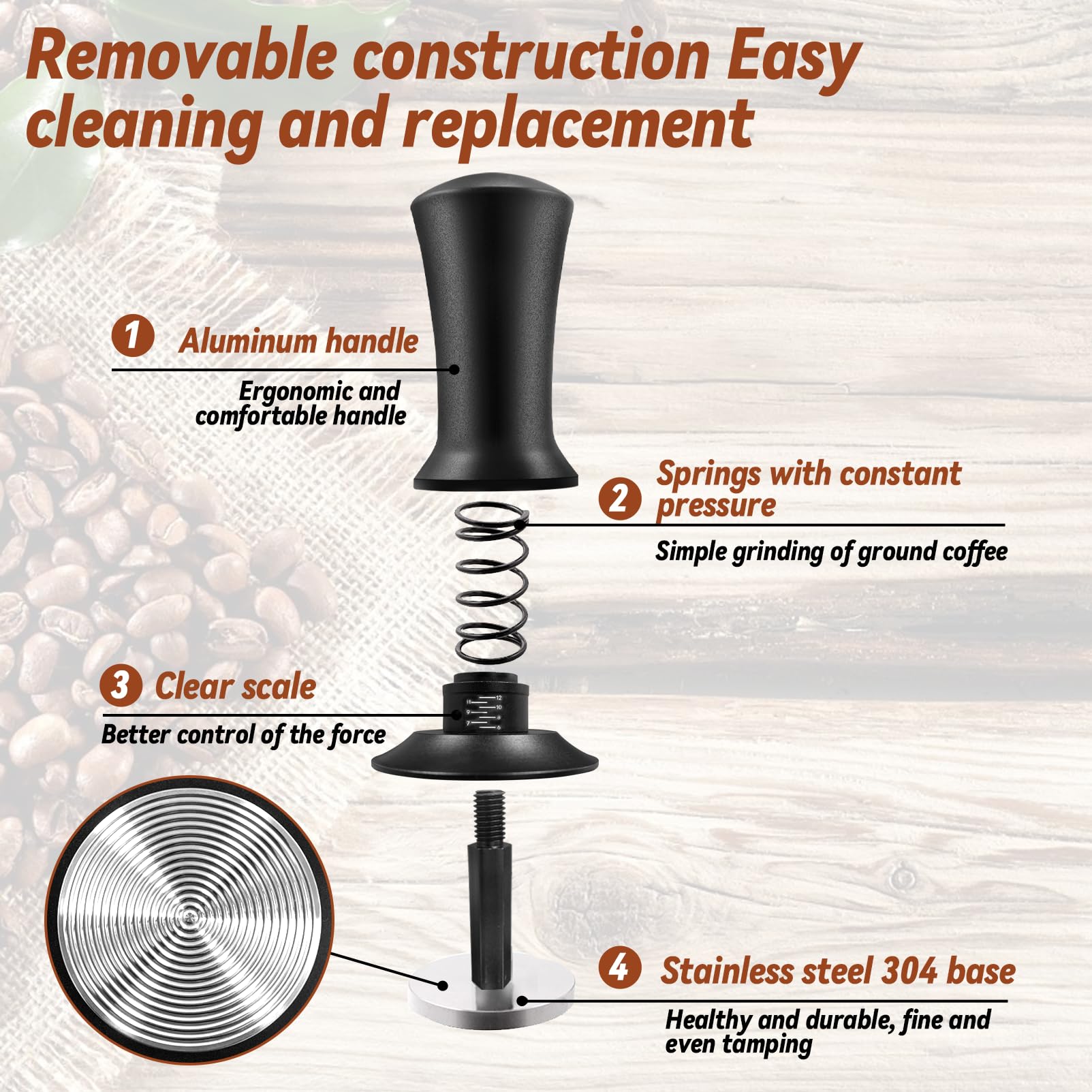 HahaGo silicone mat included protects countertops and keeps tamping area clean