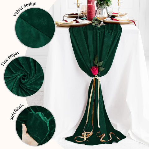 Hahuho velvet table runner edge stitching for neat drape