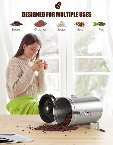 HAIOOU 304 stainless steel body with BPA-free lid supports multipurpose pantry storage