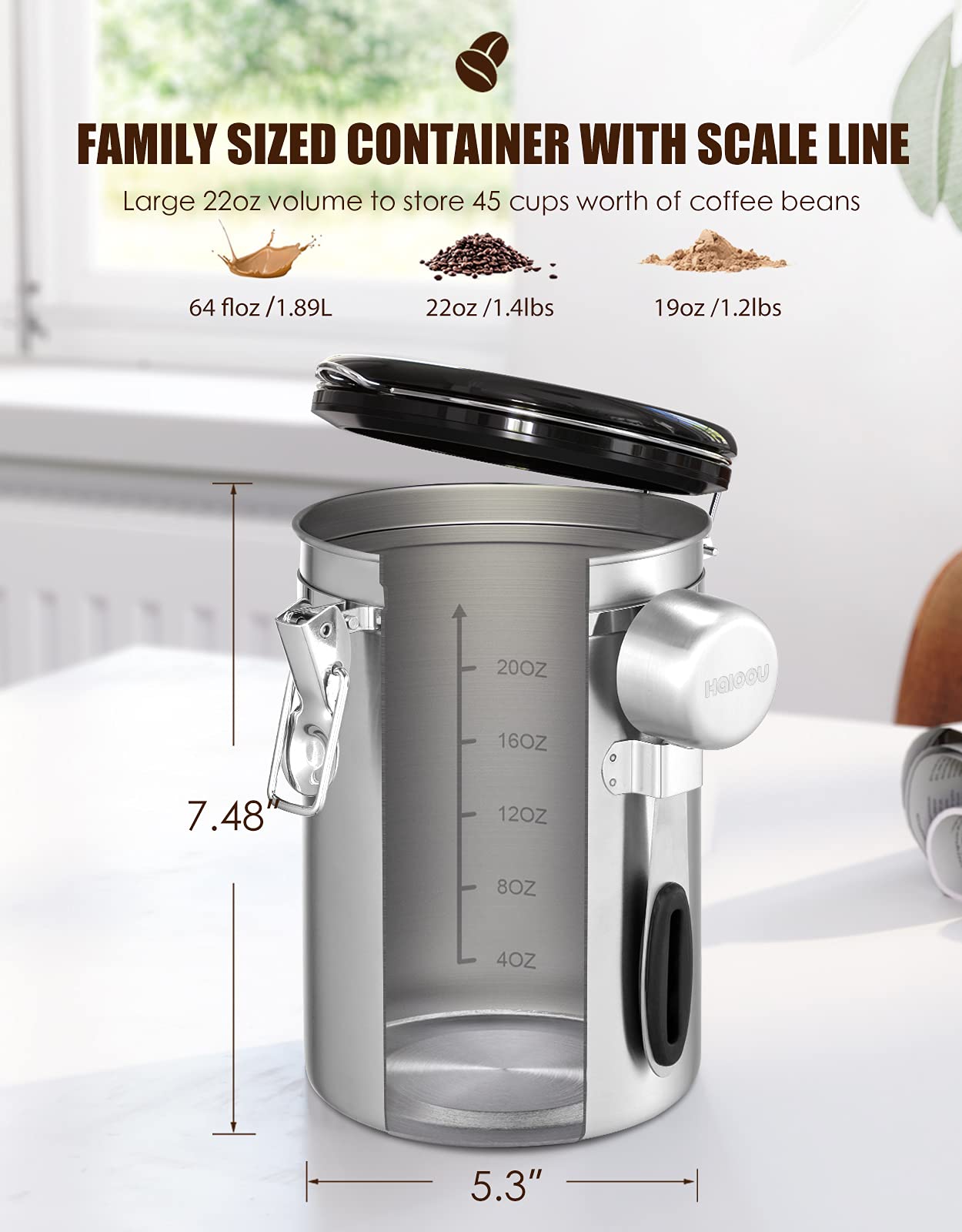 HAIOOU stainless steel interior keeps contents safely stored and easy to clean