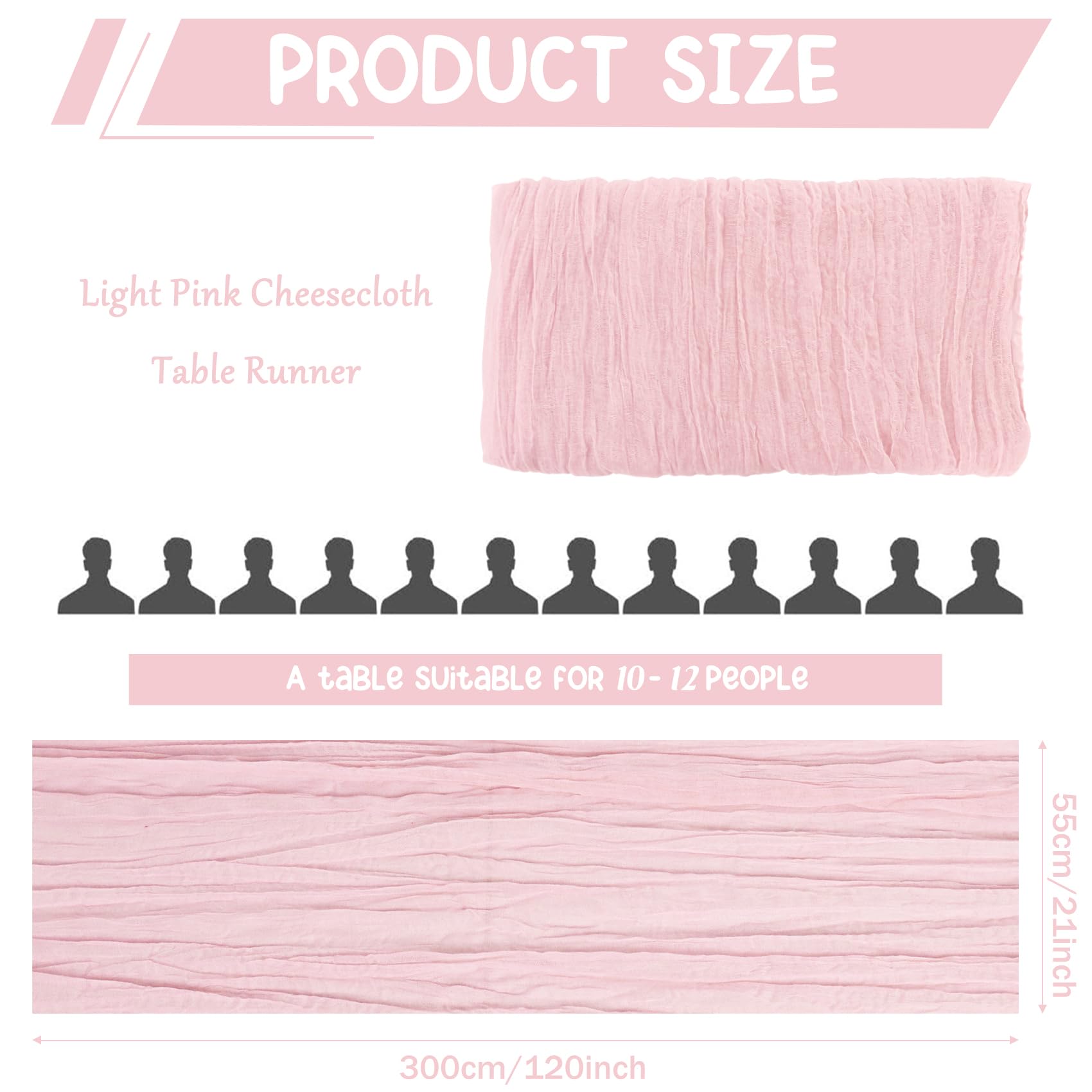HAISIWLKJ long table runner in light pink enhances long-table setups.