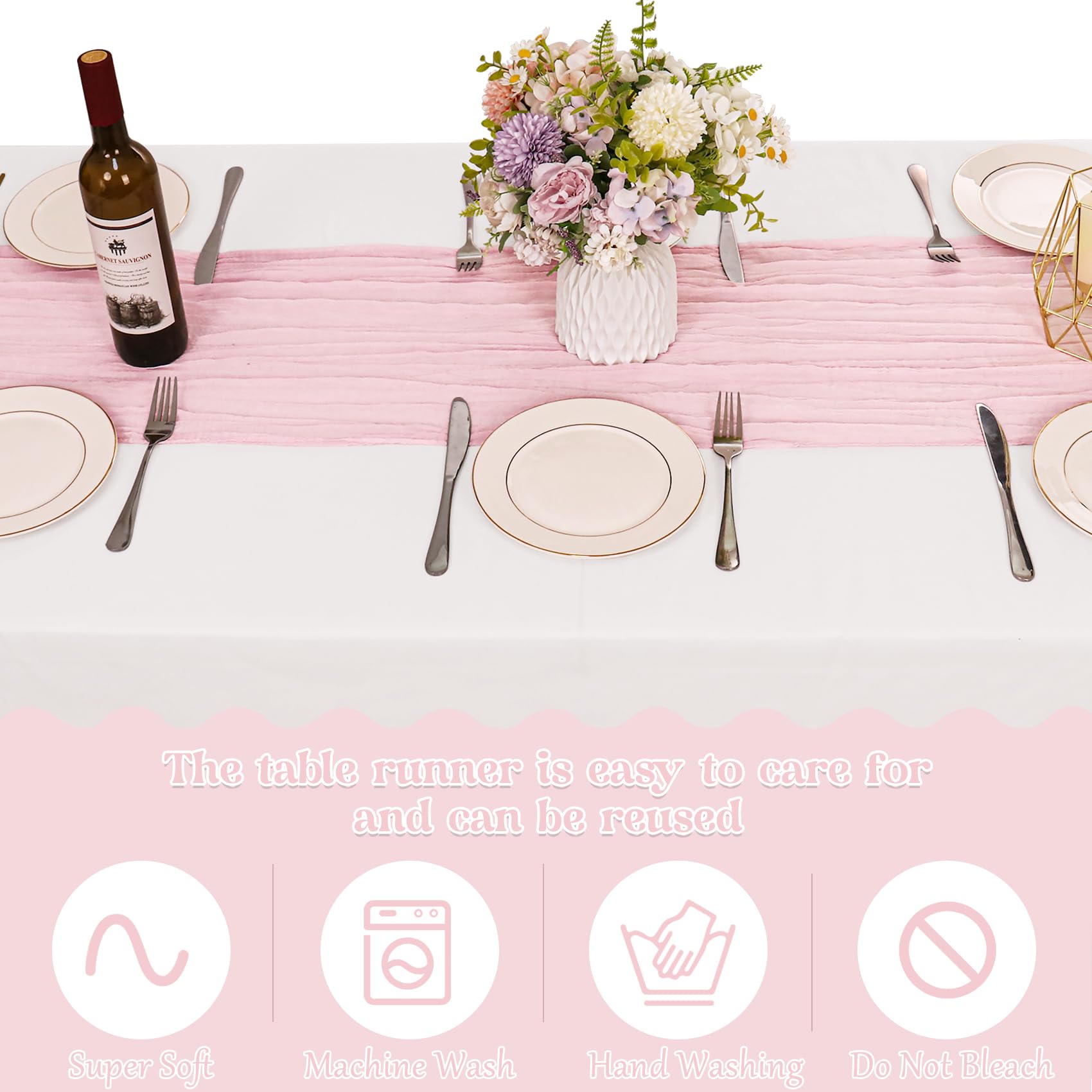 HAISIWLKJ light pink runner for baby shower staging and decor.