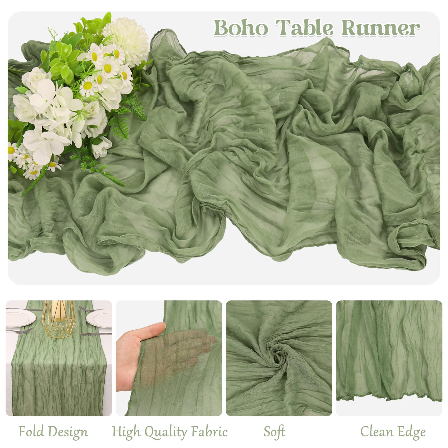 HAISIWLKJ 120-inch table runner suits large tables or chair decor.