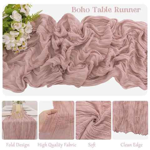 HAISIWLKJ wedding table runner in dusty pink enhances romantic ambience