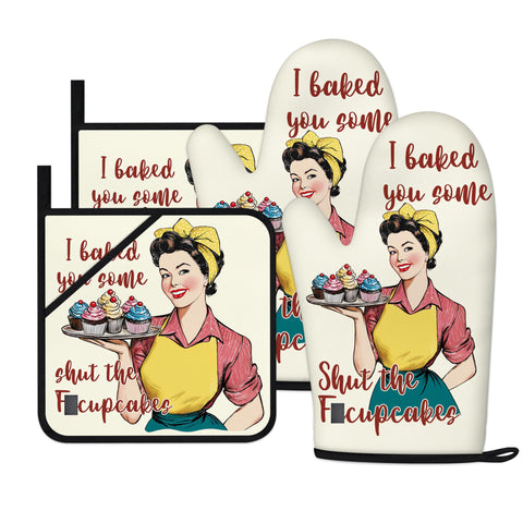 HAISUKA funny oven mitts in yellow pattern for playful style and heat protection while cooking