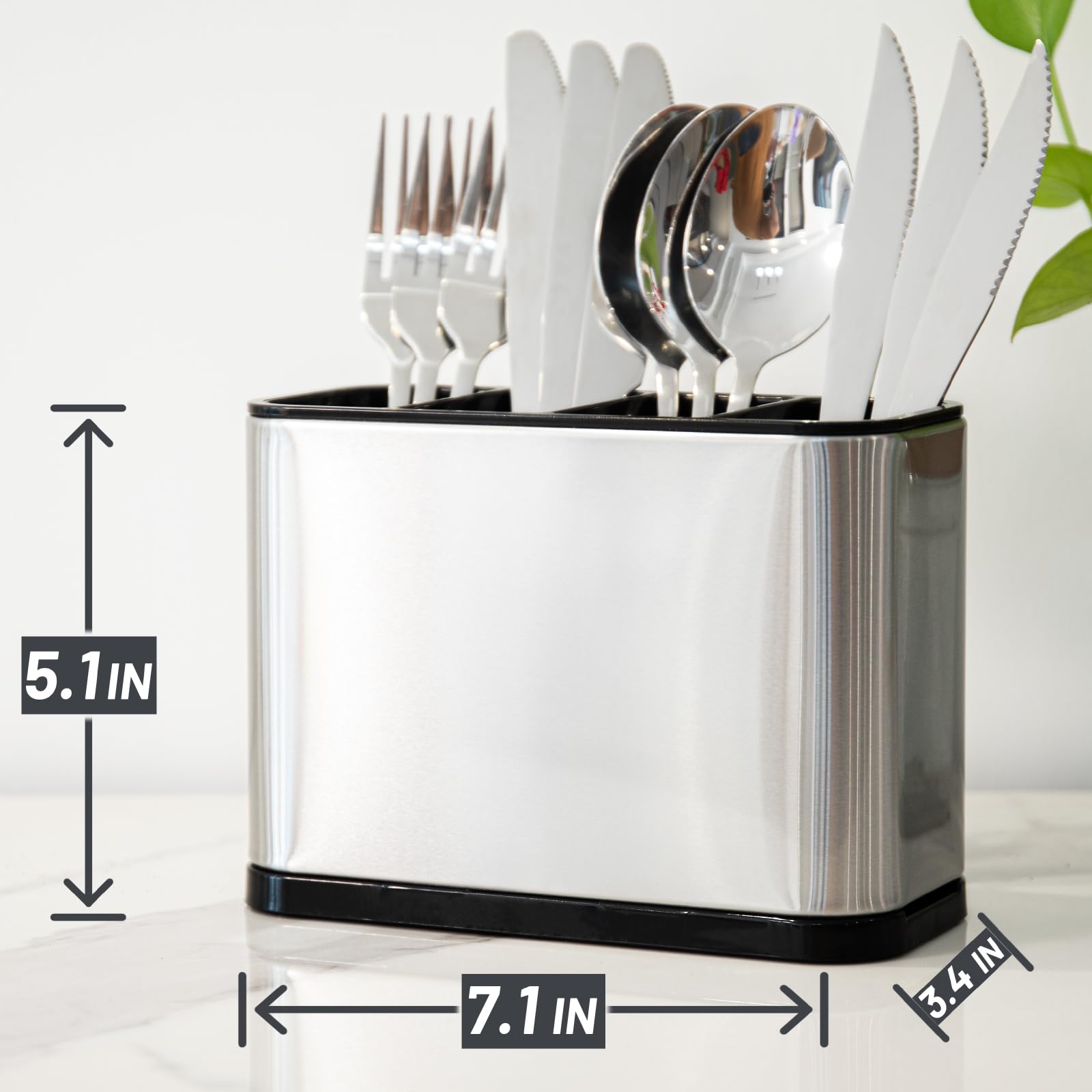 Haiyouneer Silverware Caddy with non slip feet prevents tipping on the counter