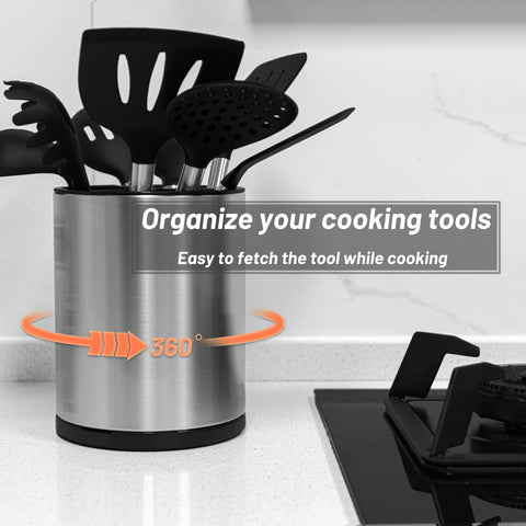 Haiyouneer three-compartment divider keeps spoons, turners, and tongs organized.
