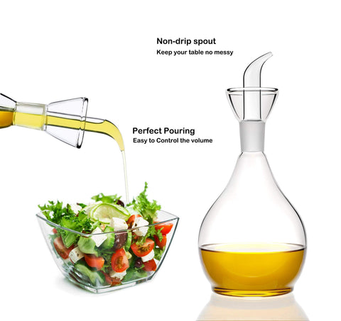 HAIZEEN glass oil bottle with wide mouth for easy refills