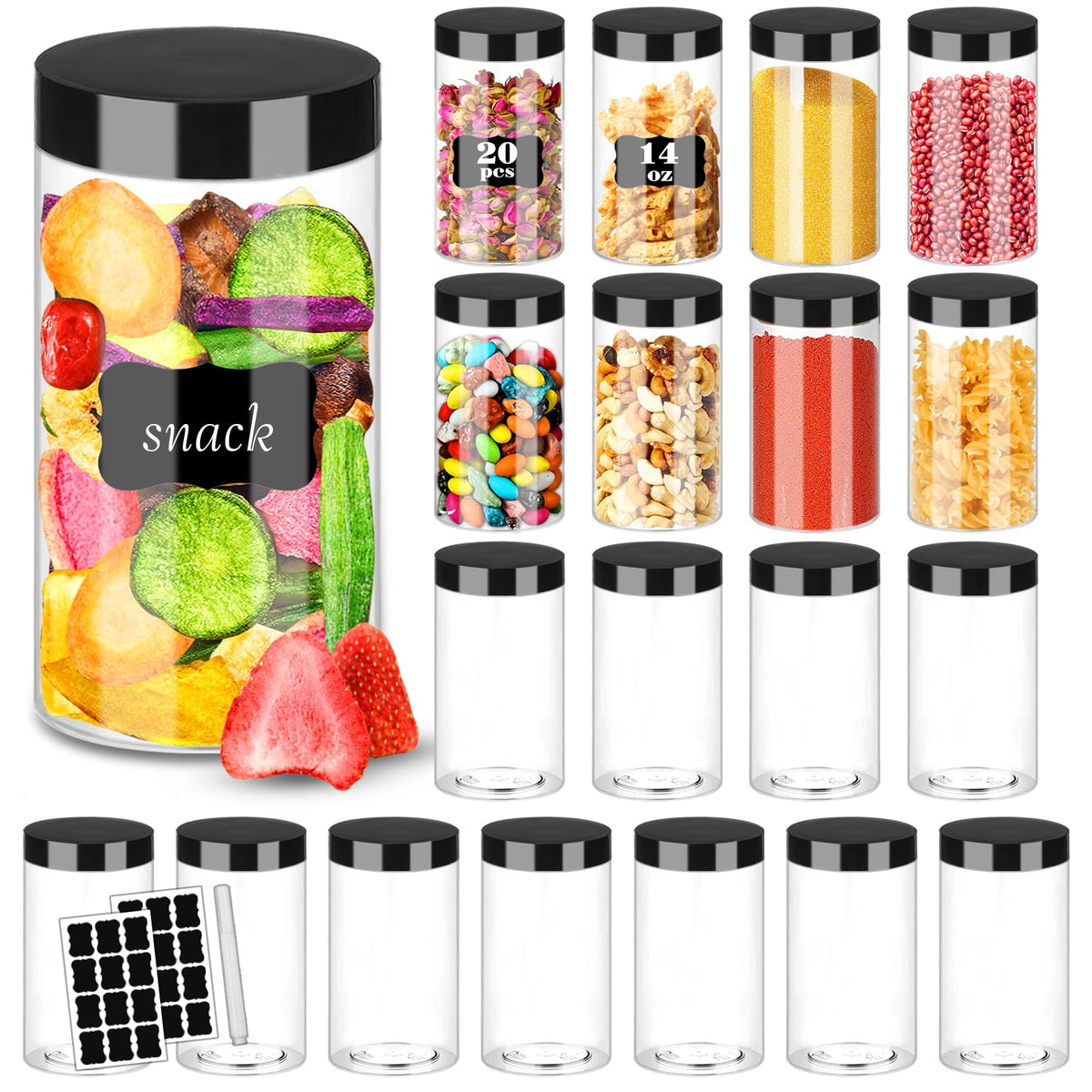 Hajoyful 14oz clear jar with lid for slime storage and portion control