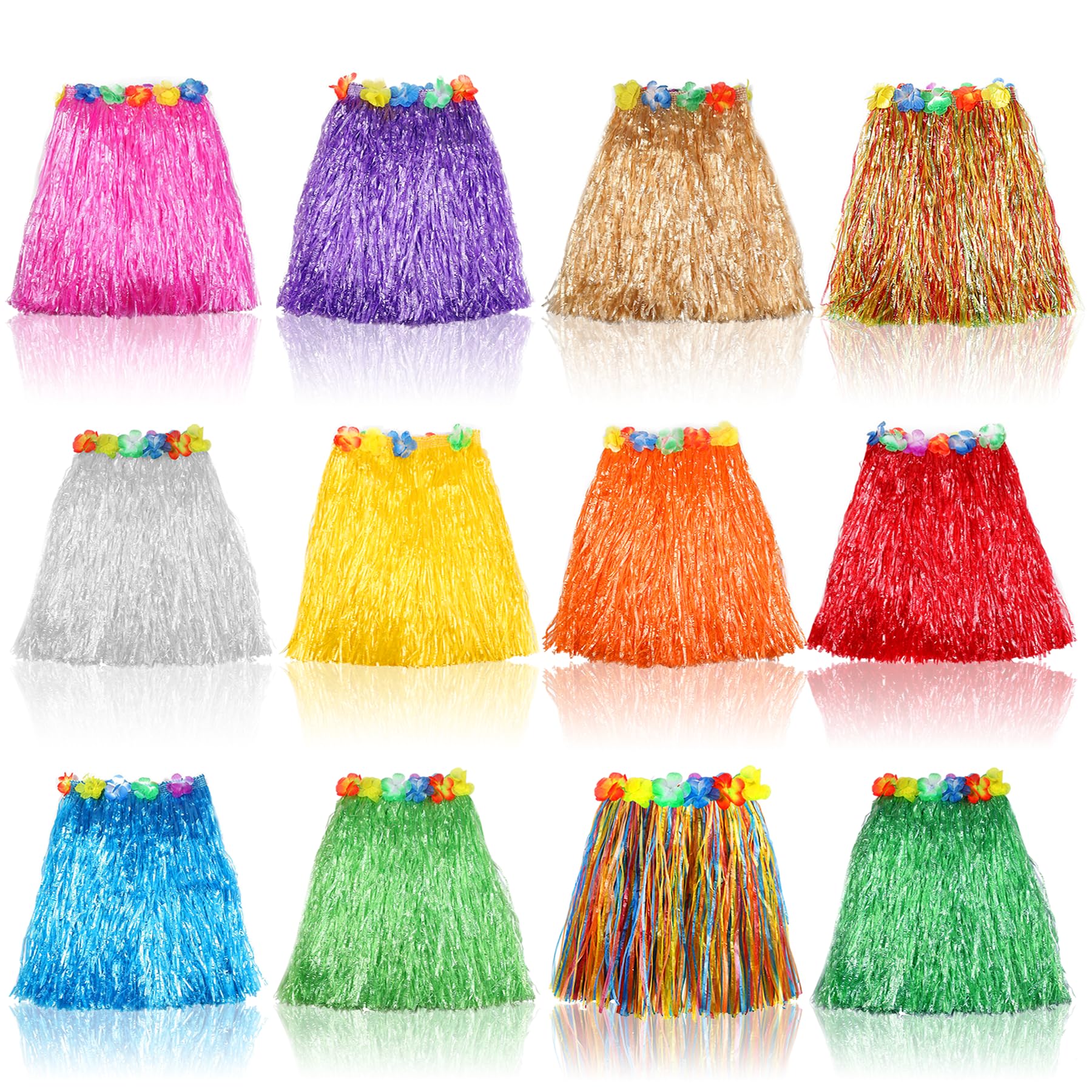 Hajoyful grass skirt for kids with hibiscus accents for tropical luau looks.