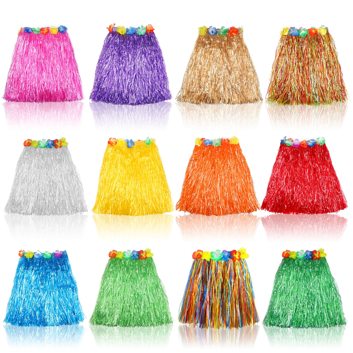 Hajoyful grass skirt for kids with hibiscus accents for tropical luau looks.