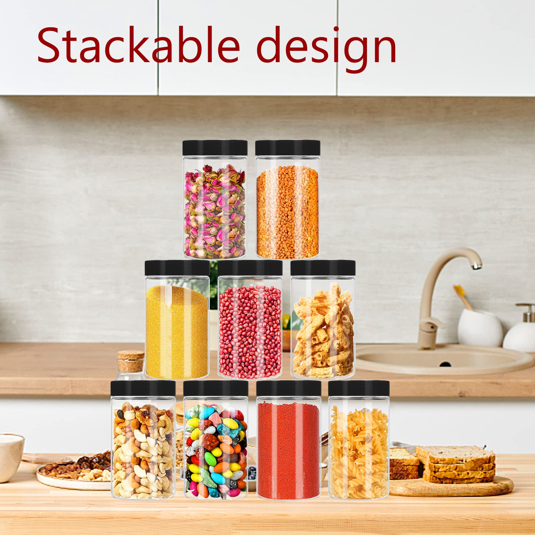 Hajoyful stackable slim-body jar saving space on shelves