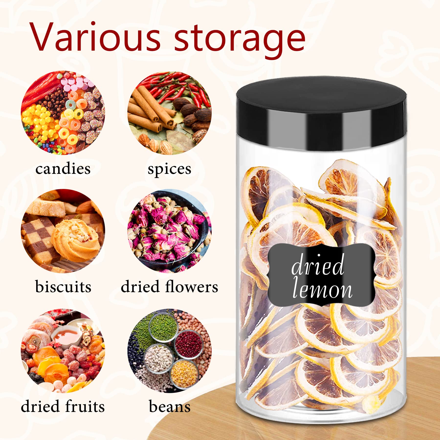 Hajoyful transparent PET jar highlighting content visibility for kitchen and crafts