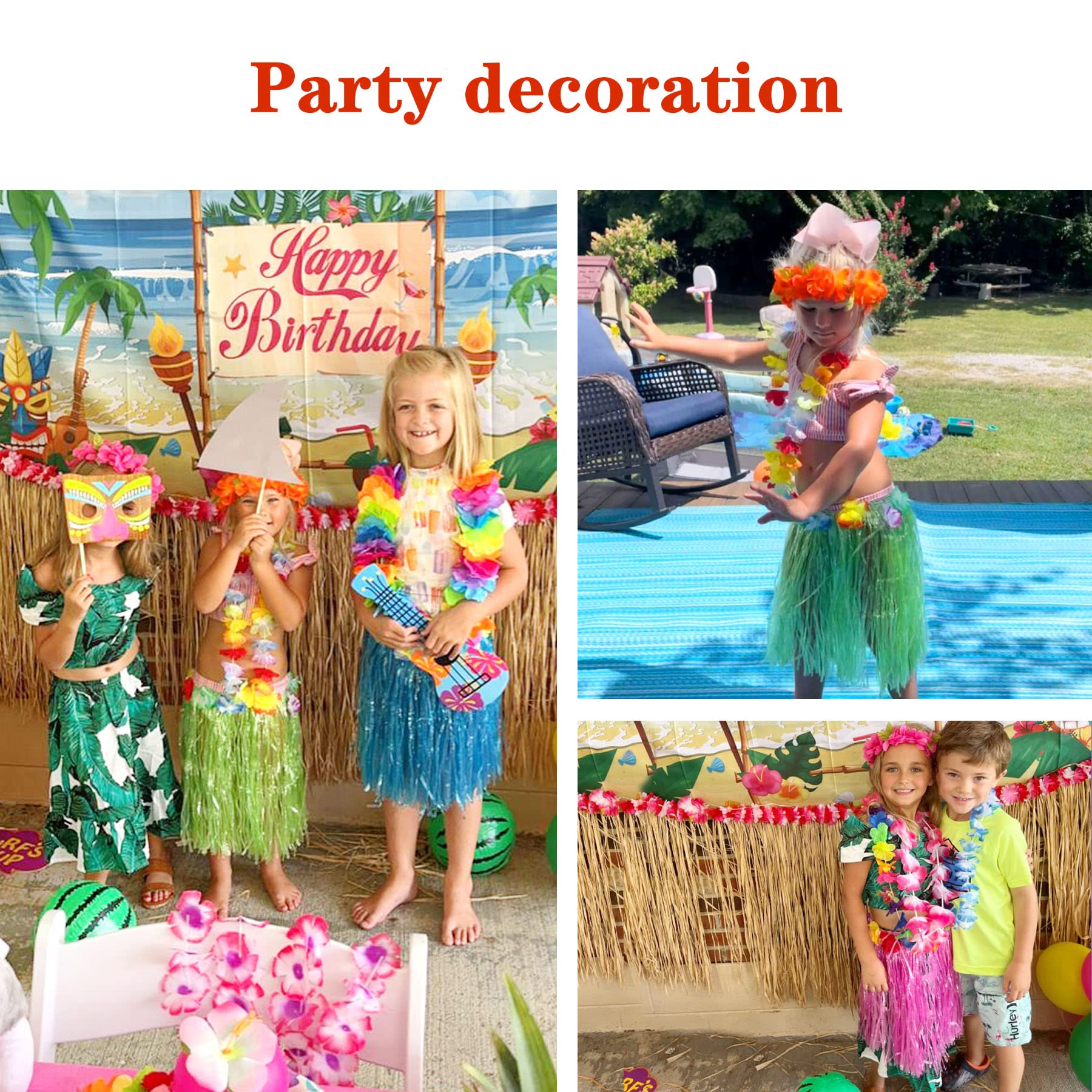 Hajoyful tropical party skirt ideal for luau, birthdays, and shows.
