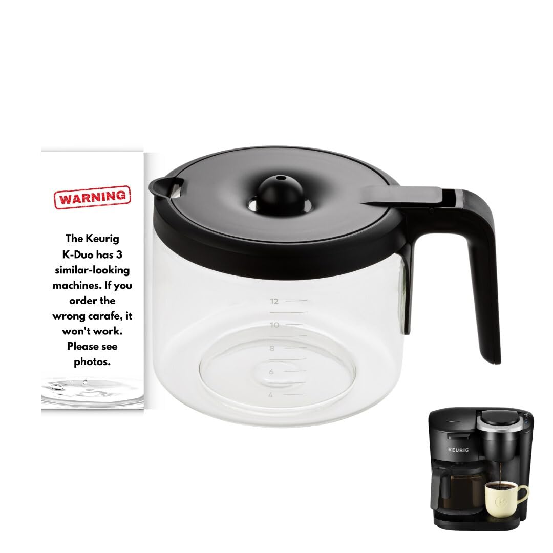 HAKANO Keurig K-Duo Essentials carafe front view, durable 12-cup glass design.