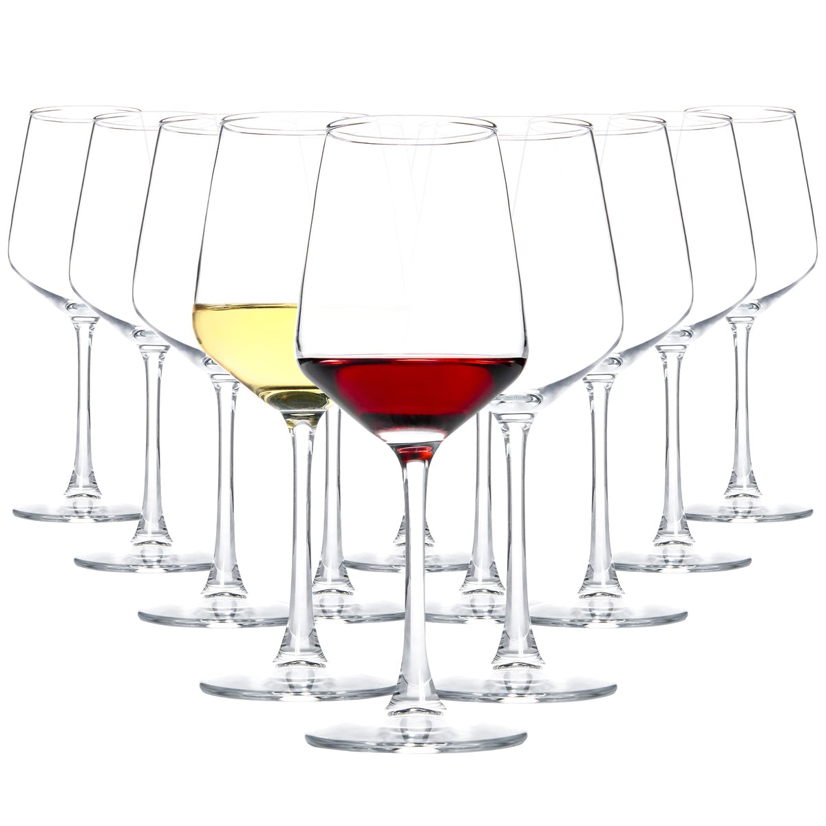 HAKEEMI 12oz wine glasses with stems, clear and elegant for entertaining guests.