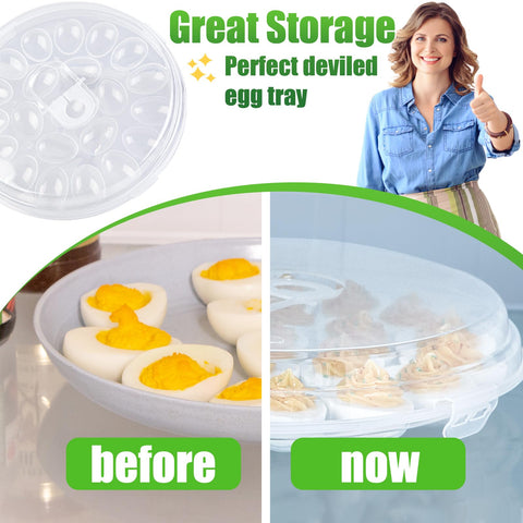 HAKSEN deviled egg platter for secure, spill-free transport.