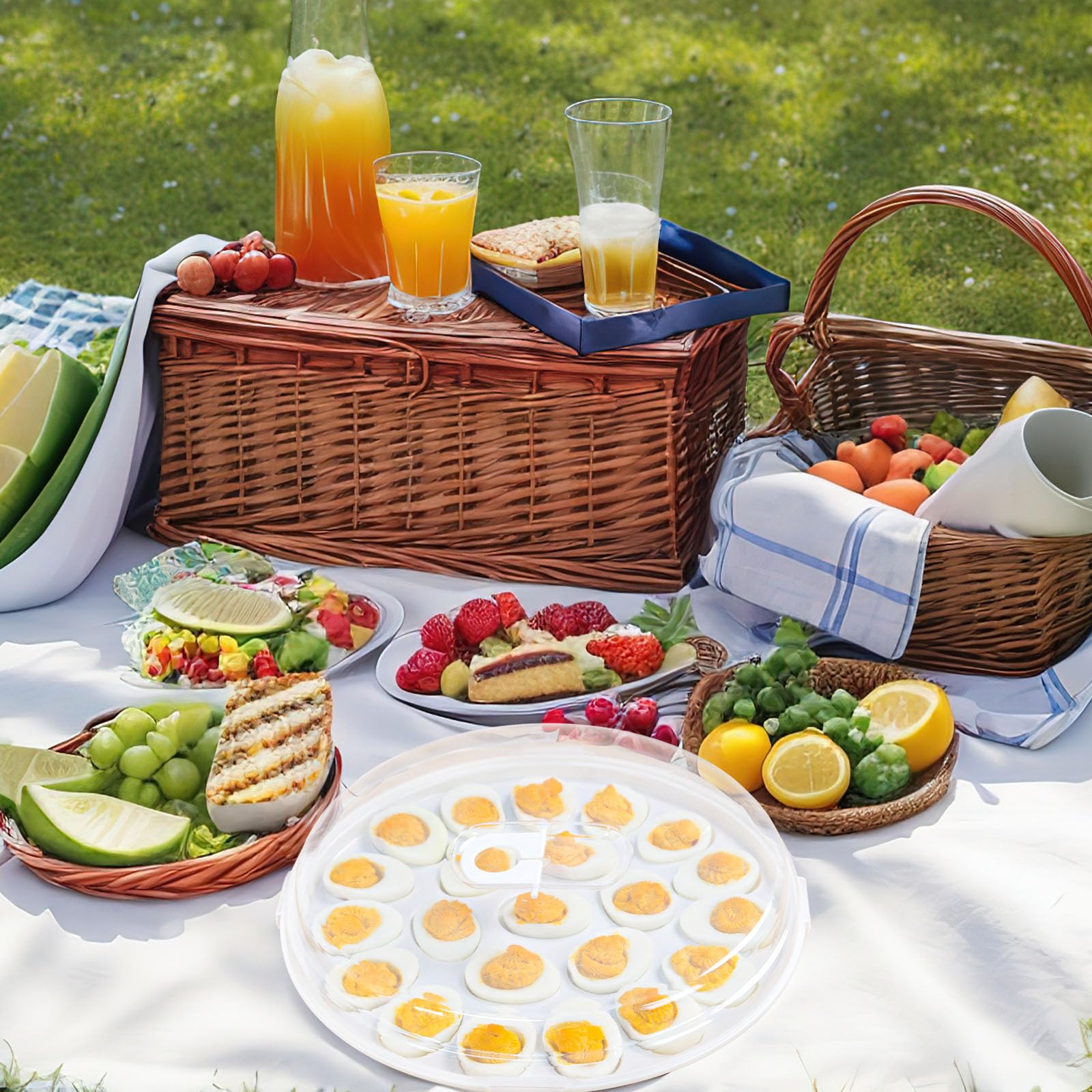 HAKSEN deviled egg tray stackable design saves fridge and table space.