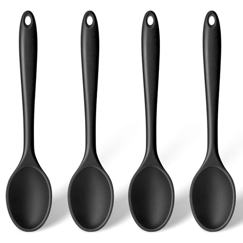 HAKSEN silicone spoons 4-pack—versatile for stirring and serving everyday meals.