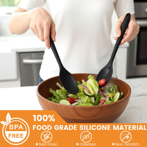 HAKSEN silicone spoons ergonomic handle—comfortable grip for long mixing sessions.