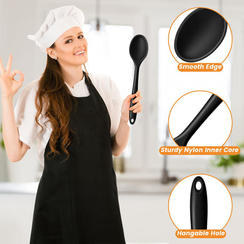 HAKSEN silicone spoons hanging hole—compact storage and fast air drying.