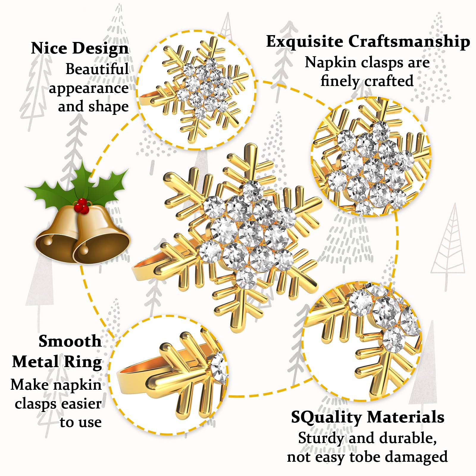 Halatool elegant napkin rings with crystal rhinestones for refined tables