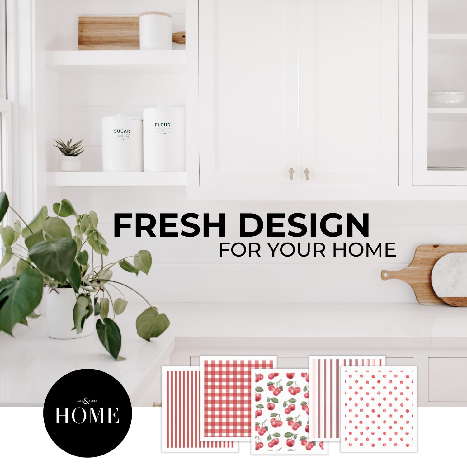 HALL AND PERRY cherry red Swedish cloths for countertops, dishes, and glass surfaces.