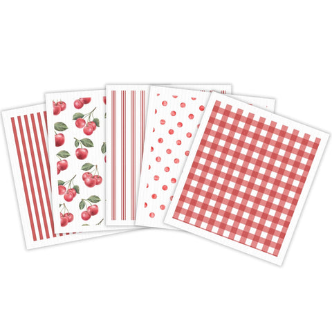 HALL AND PERRY dishcloths cherry red, fast-drying and dishwasher-safe.