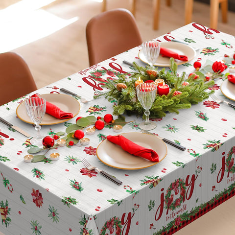Hallswl red checkered sides design complements classic Christmas tables.