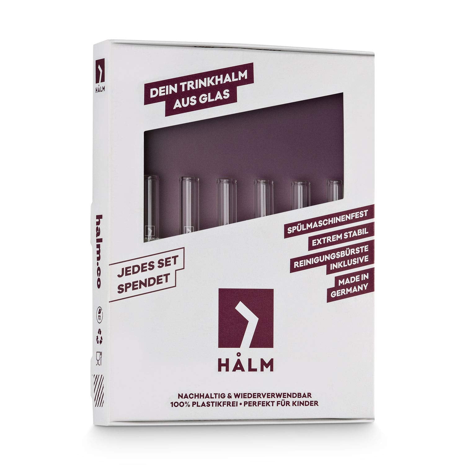 HALM cleaning brush included, plastic-free and easy sink-side cleaning.