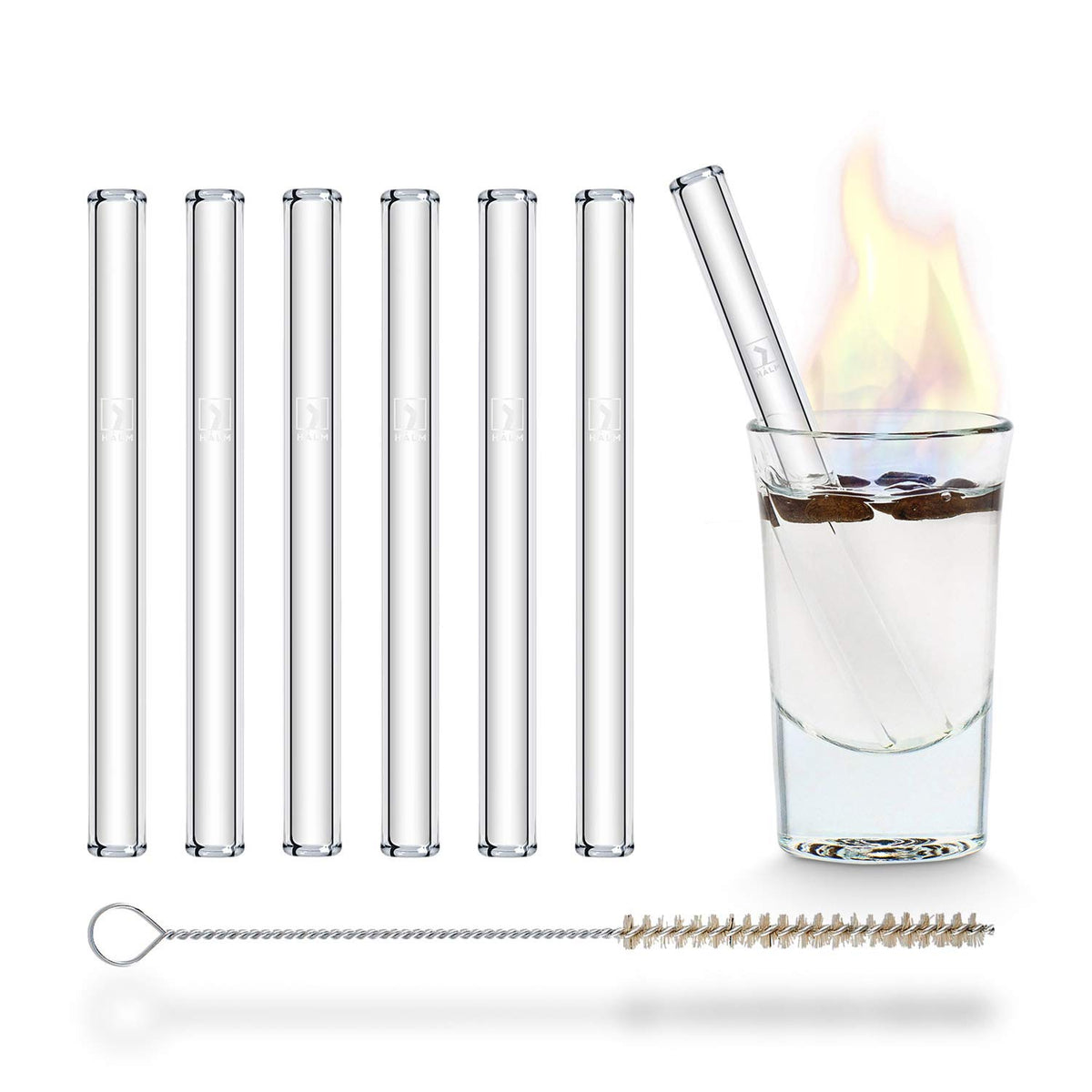 HALM glass straw 4-inch for B52 shot glasses, taste-neutral and durable.