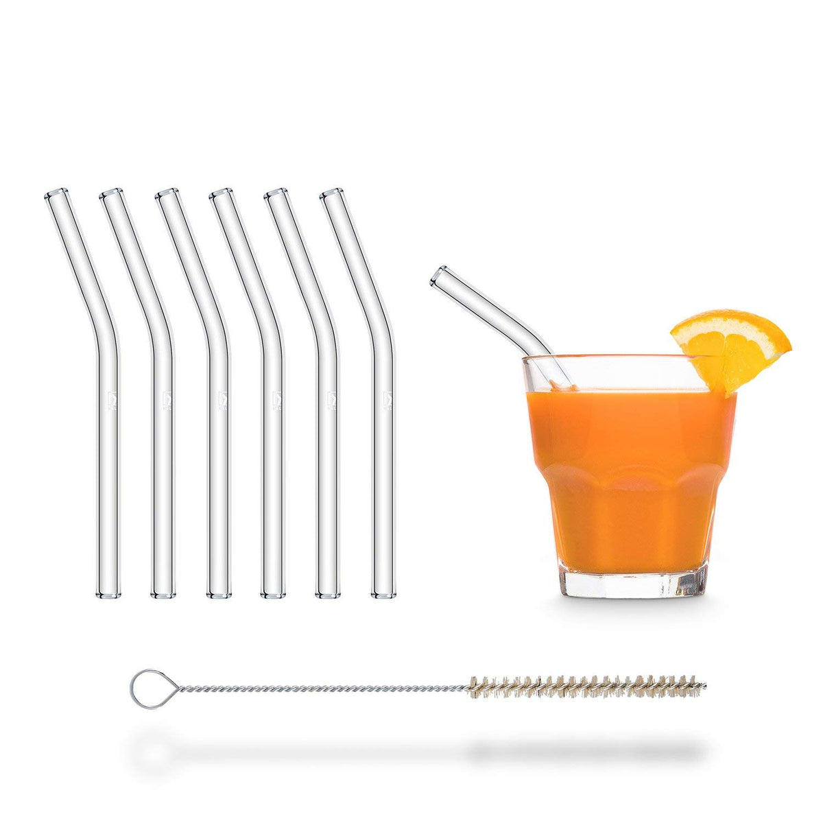 HALM glass straw bent 6 inch for smooth sipping and taste neutrality in drinks