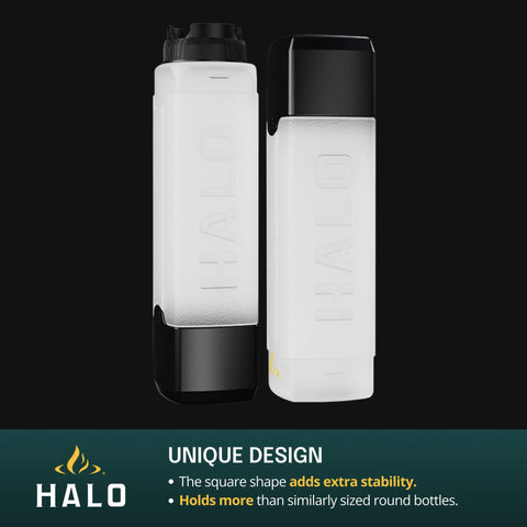 HALO 27 oz bottles feature pressure-release valve for smooth, drip-free dressings.