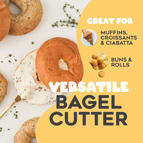 Halve Your Bagel knife highlights clean, controlled slicing.
