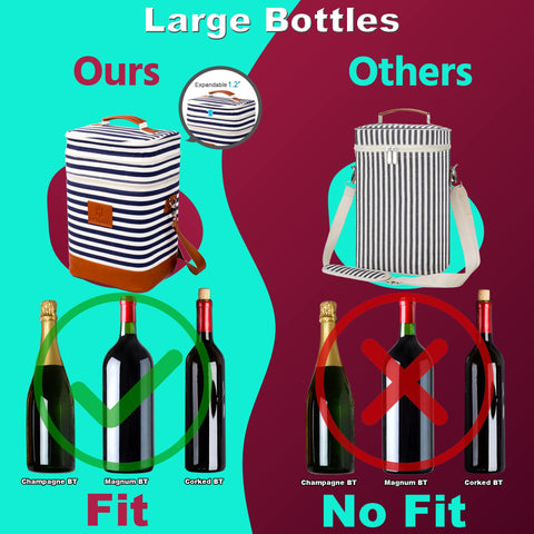 HAMILO expandable zipper wine bag in stripe design for corked bottles