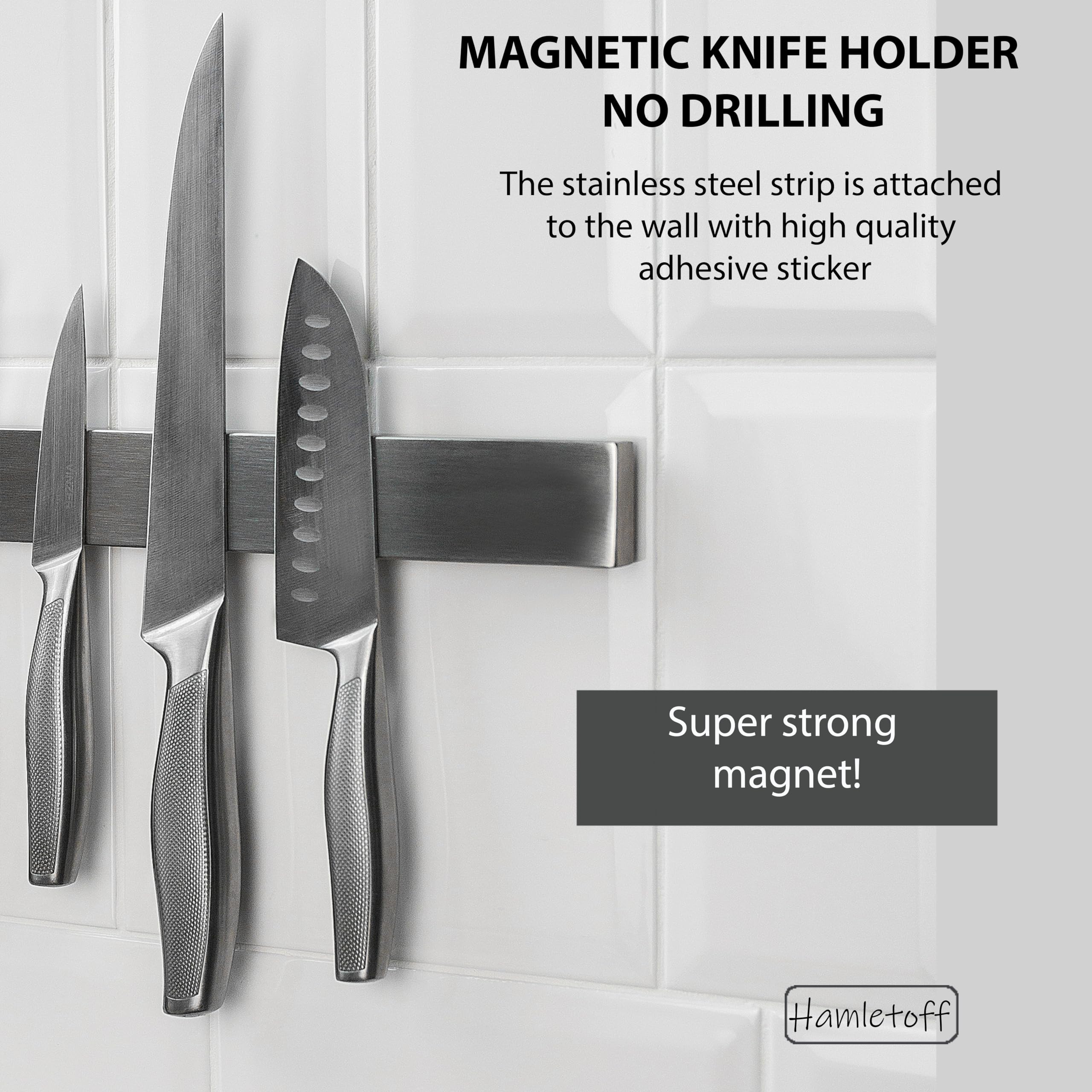 Adhesive tape attachment demonstrates easy, no-drill mounting for kitchens.