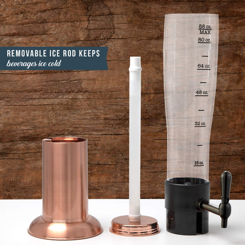 Pouring action on the Hammer + Axe Beverage Dispenser demonstrating smooth flow