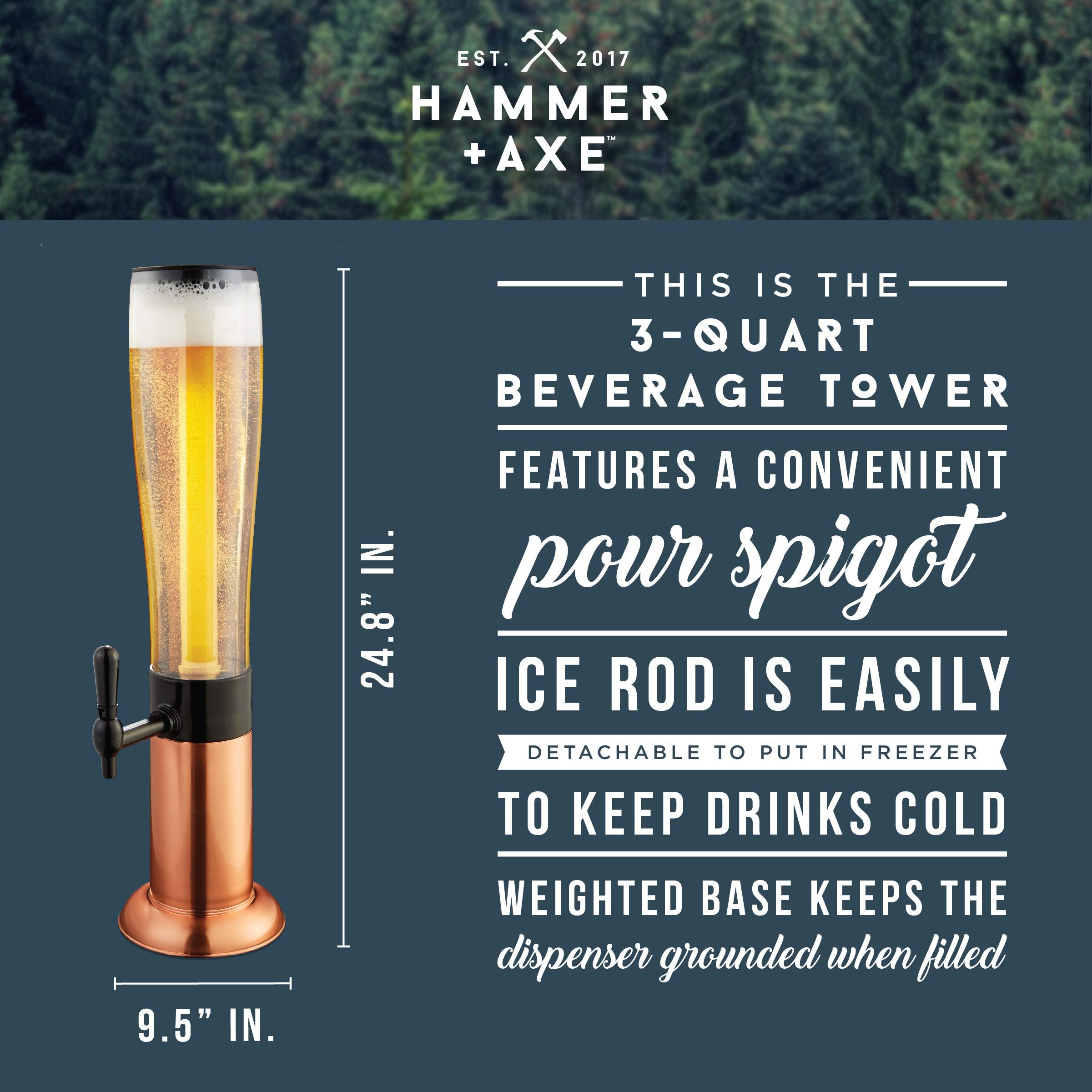 Hammer + Axe Margarita Tower with vibrant drinks for summer events
