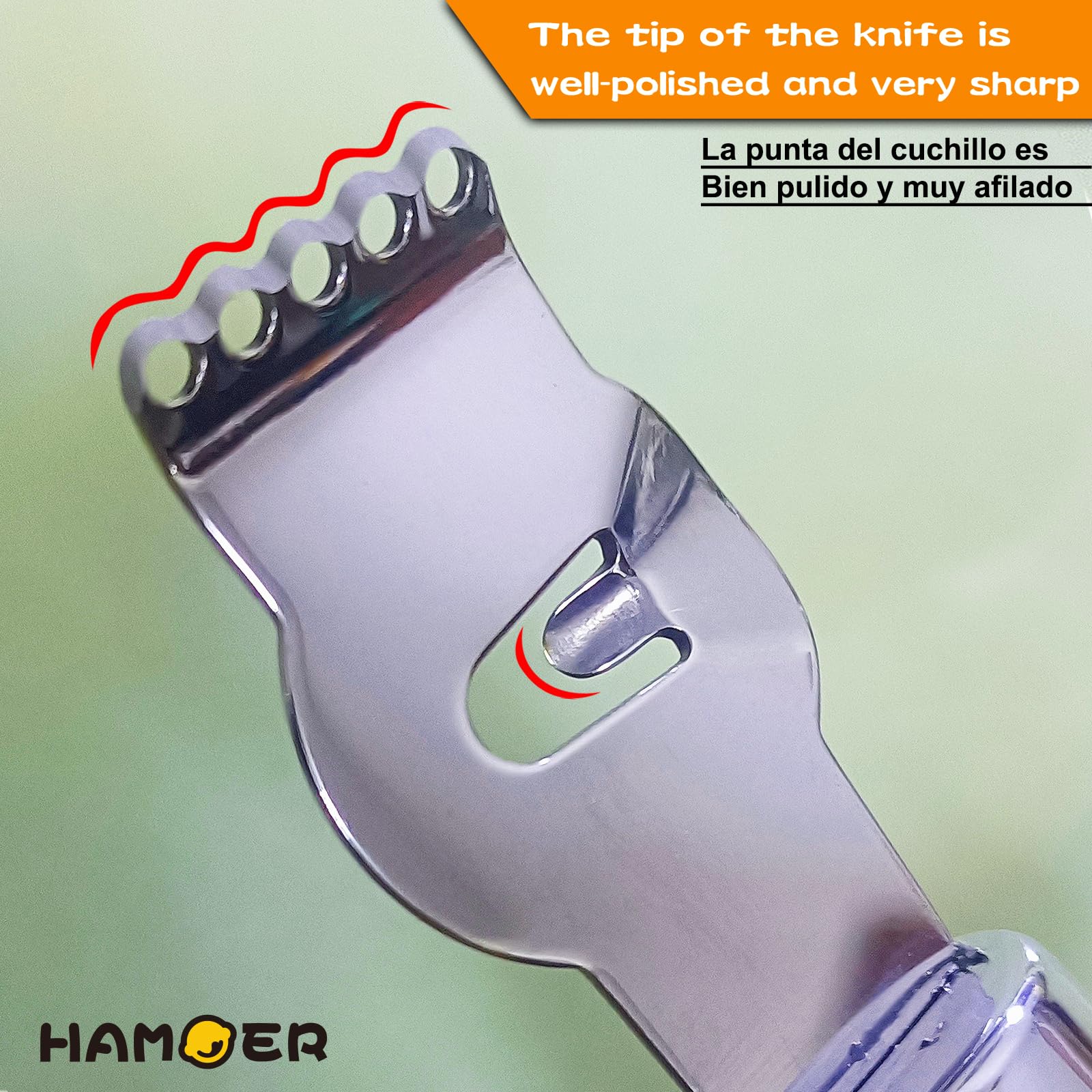 HAMOER ergonomic curve handle offers comfortable non-slip grip
