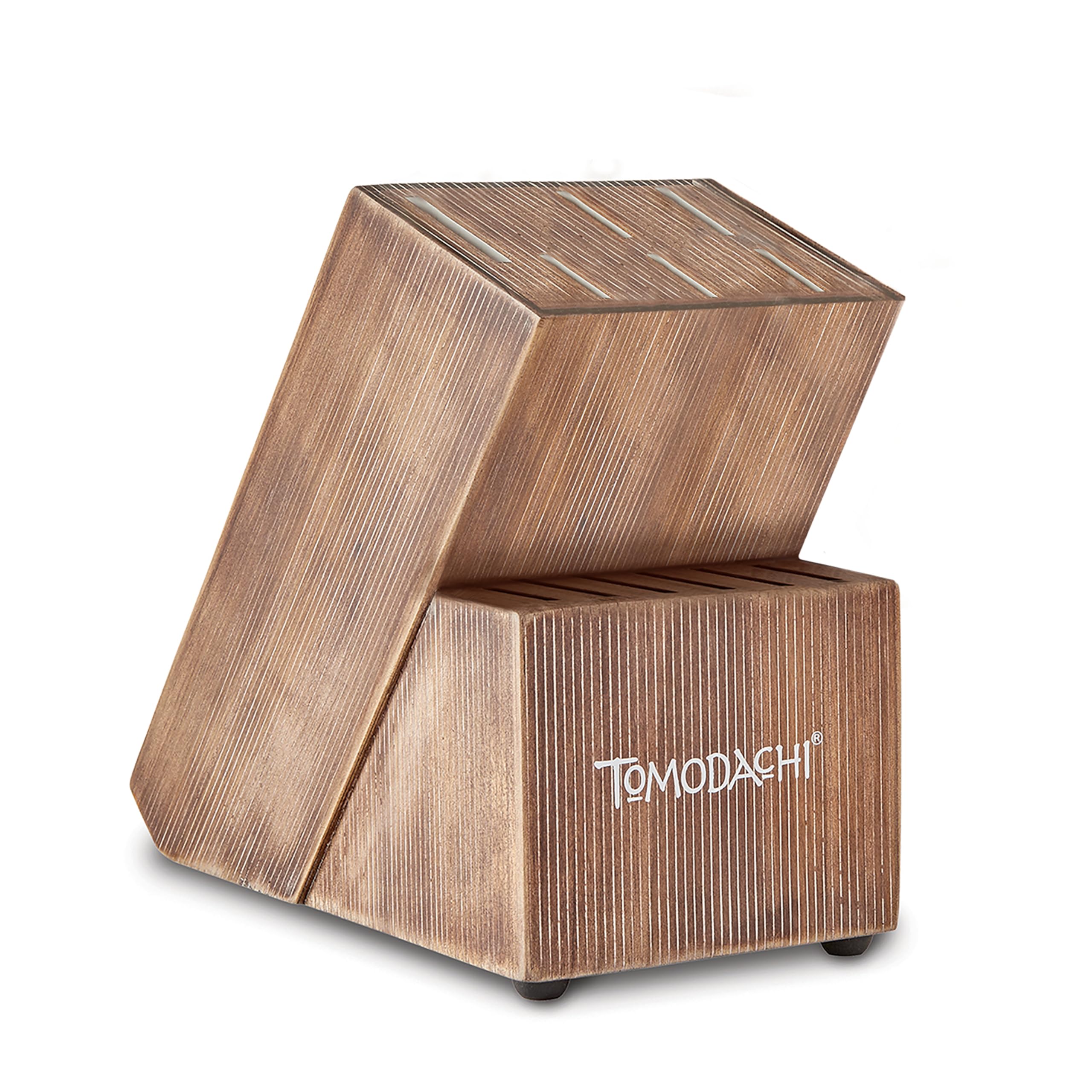 Hampton Forge Harvest acacia wood block closeup highlights natural grain and warm aesthetics.