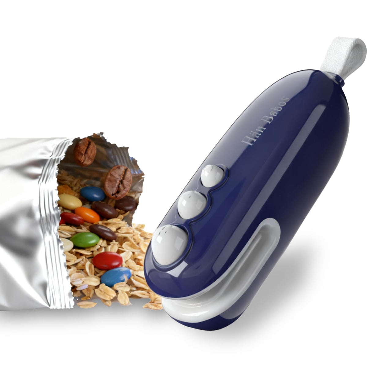 Hän Babos mini bag sealer front view shows quick seal for freshness