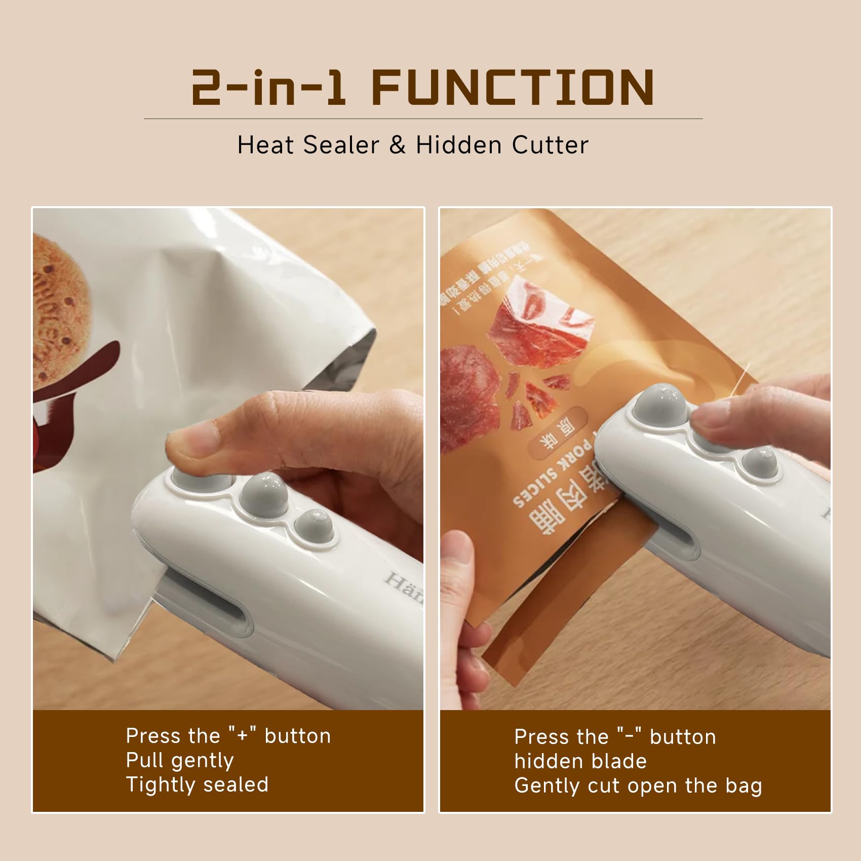 Hän Babos sealer magnetically attached to a fridge for easy access