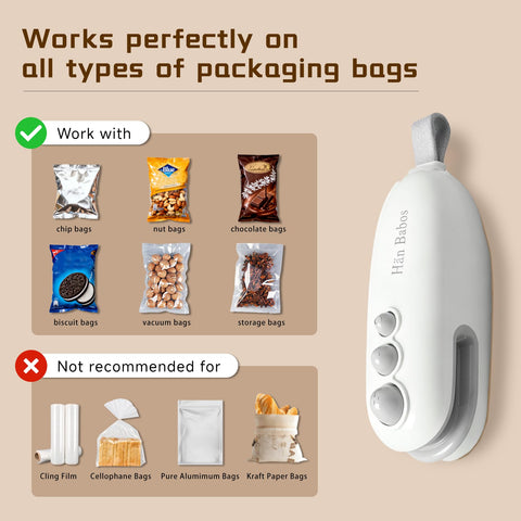 Hän Babos sealer preserving cookies and snacks in sealed bags