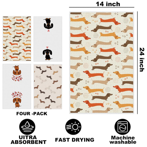 Hanamiya Na dachshund pattern dish towel adds stylish kitchen decor