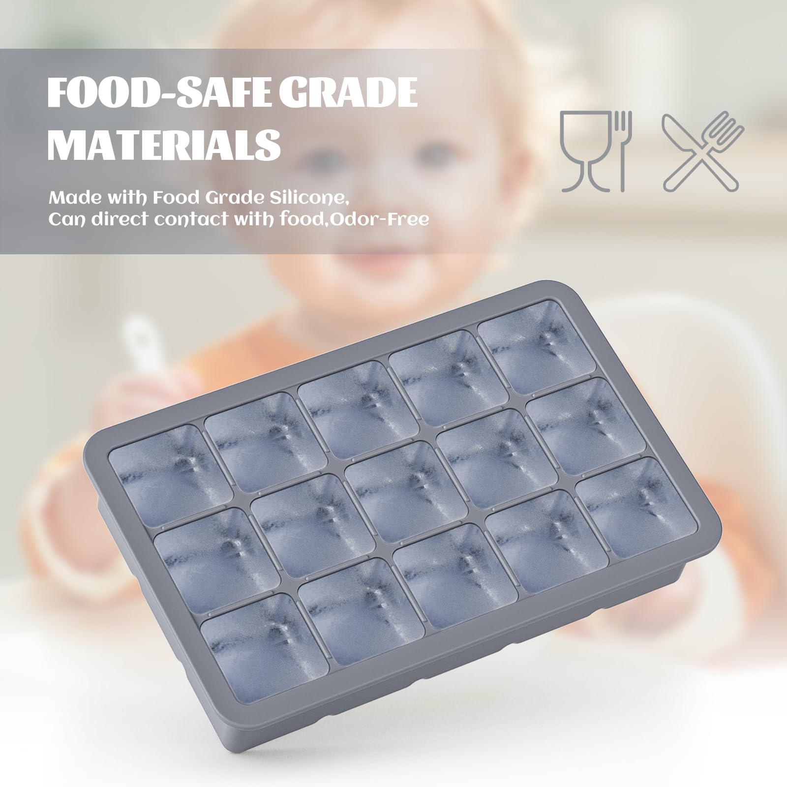 HANCELANT BPA-free silicone ice tray safe for food contact and cleaning
