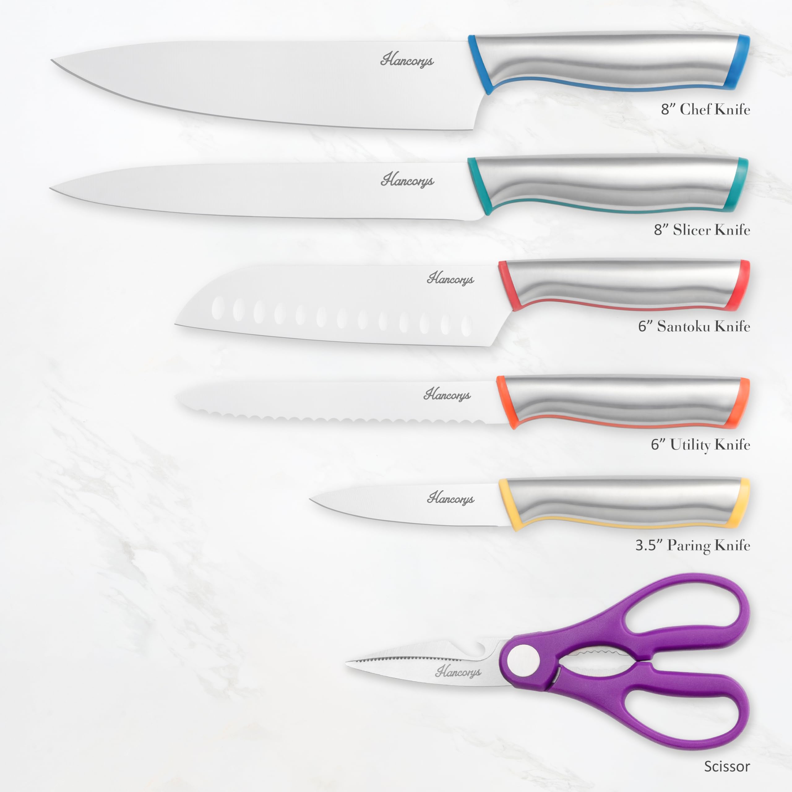 Hancorys knife set ergonomic handle promises comfortable grip during extended prep