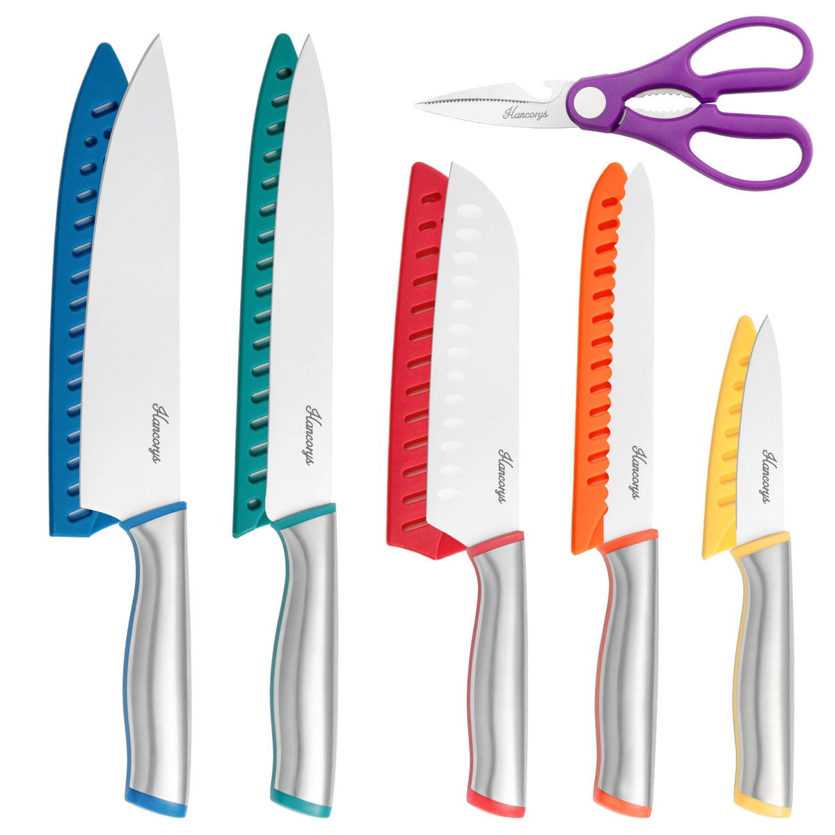 Hancorys knife set blade close-up shows precision edge for effortless slicing