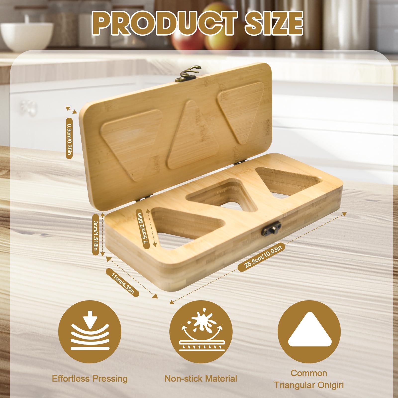 Handbanary bamboo onigiri mold three cavities for quick triangles