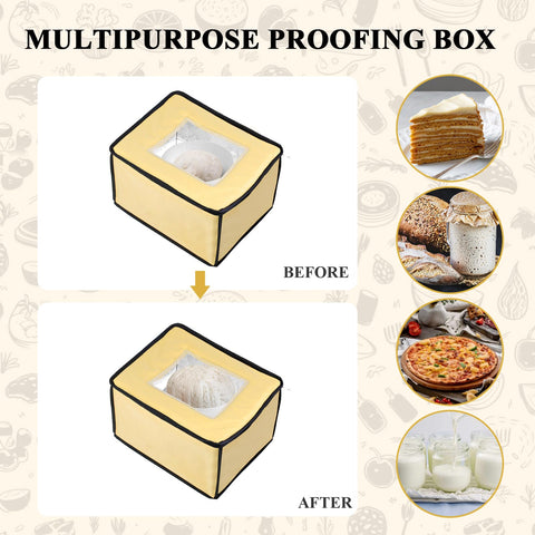 Handbanary bread-proofing-box in use with dough demonstrates consistent fermentation.