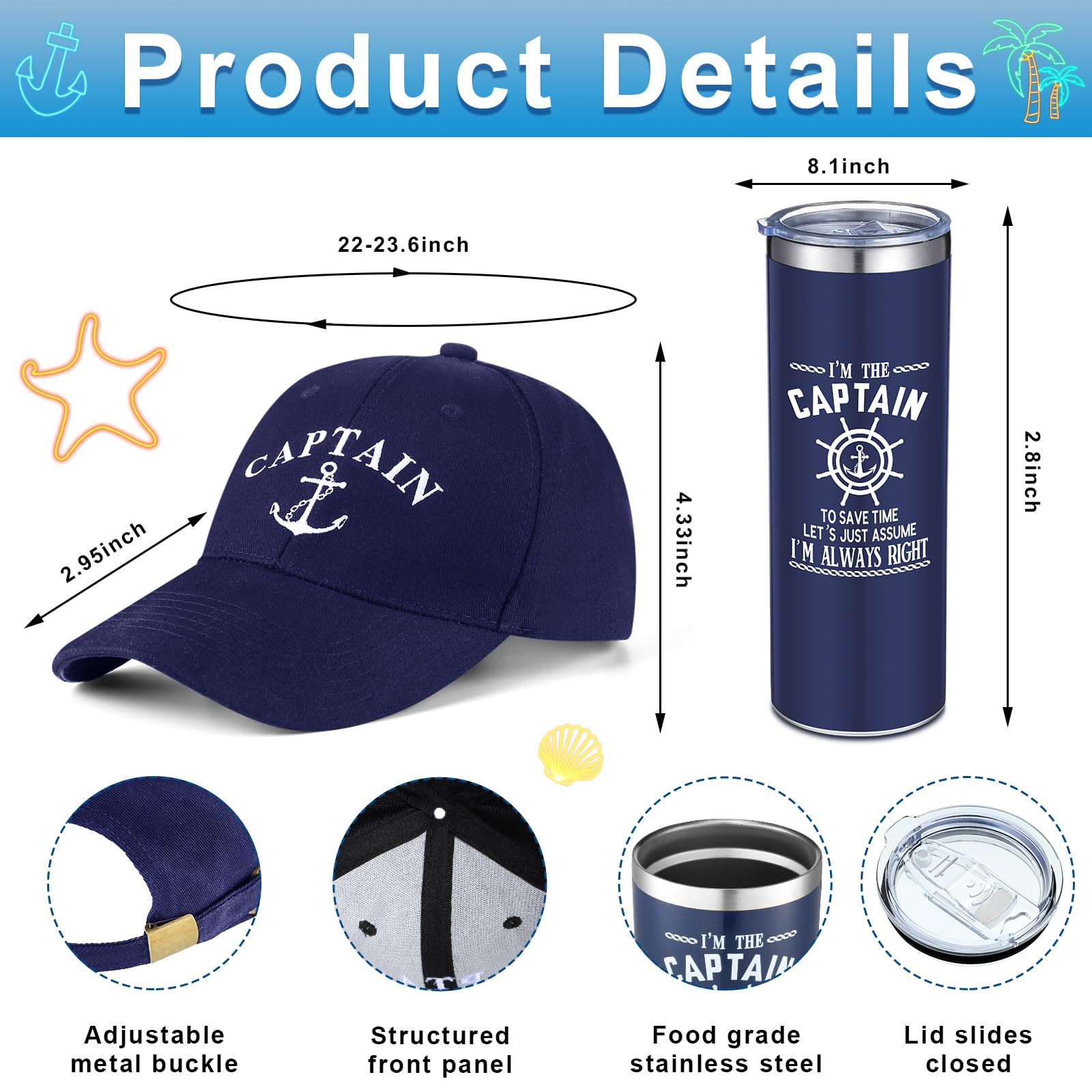 Handepo captain cap back buckle provides secure adjustable fit